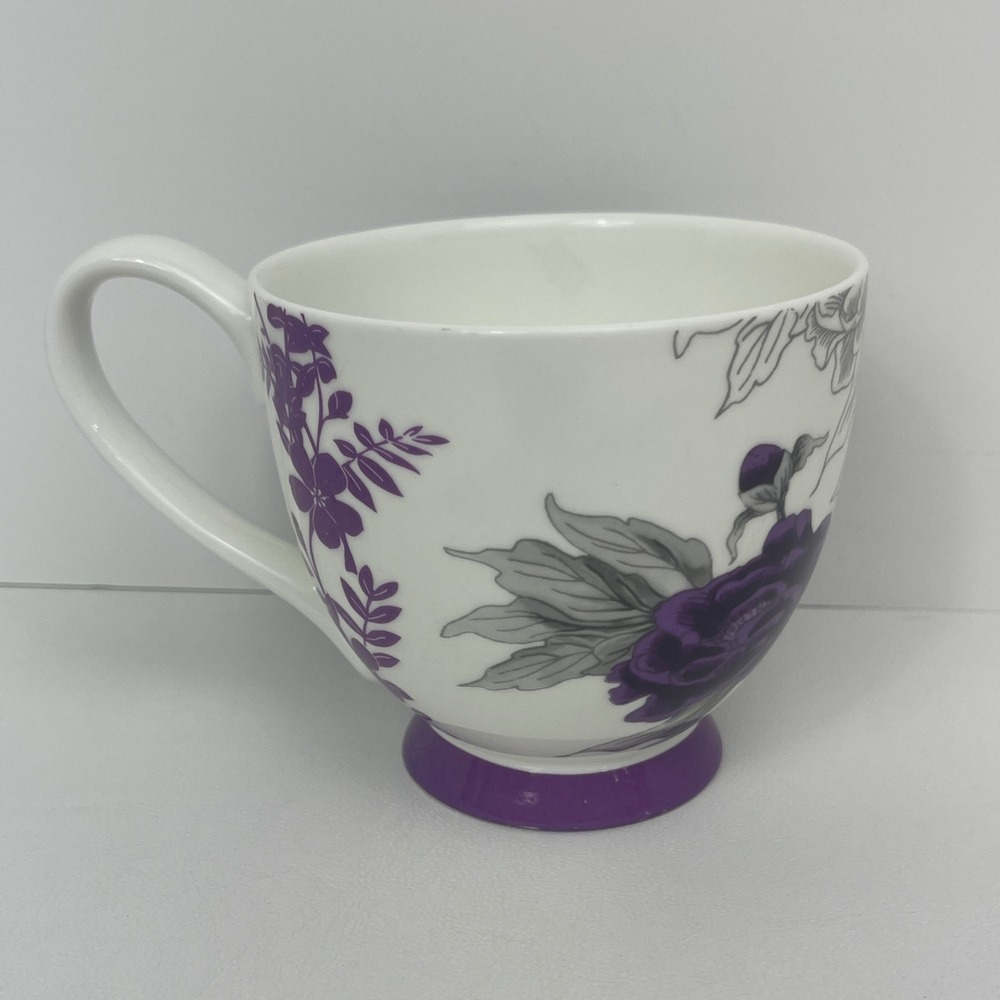 Portobello By Inspire Mug Unisex OS Floral Purple White Footed Bone China EXCL
